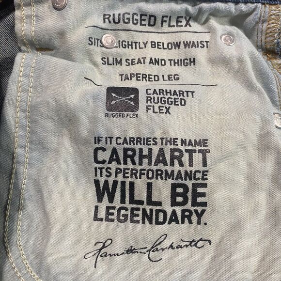 CARHARTT Jeans Rugged Flex Workwear Straight Fit Denim Mens 40x32 Dark Wash Blue - Picture 10 of 11